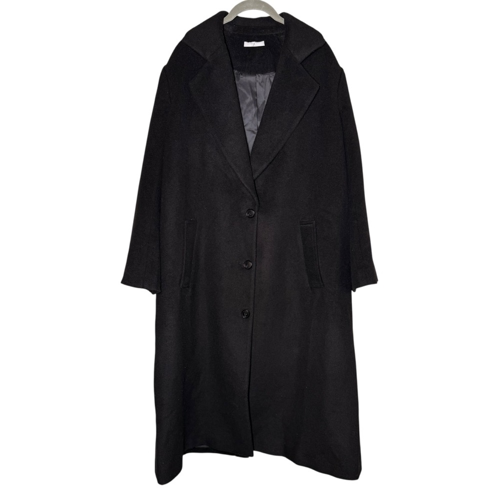 Minimalist Oversized Longline Black Wool Coat Quiet Luxury Men’s Size S Boutique
